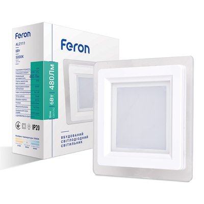 Світильник вбудований LED FERON AL2111 6W 480Lm 5000K квадратний 100*100*40mm OL 6245f фото