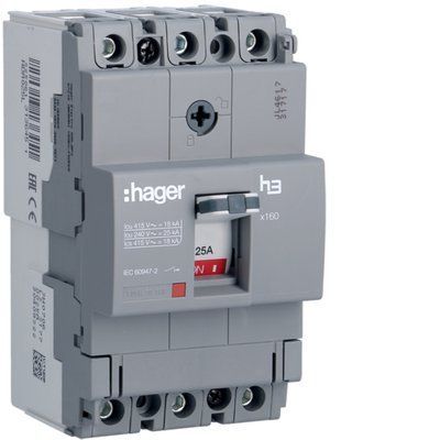Автоматичний вимикач x160, In=25А, 3п, 18kA, Тфікс./Мфікс. HDA025L фото