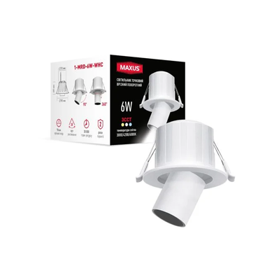 Світильник світлодіодний Maxus Recessed Track Downlight 6W 3CCT White 1-MRD-6W-WHC фото