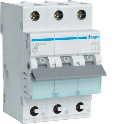 Автоматический выключатель Hager QuickConnect 3п, 50A, кат.C MCS350 фото
