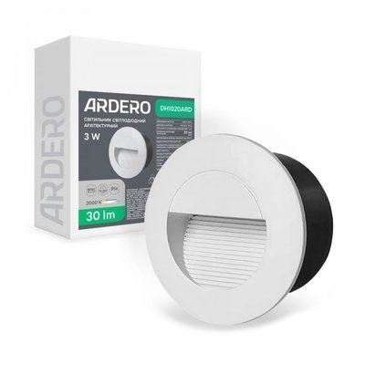 Світильник для архітект.підсвіч. накладний ARDERO DH1020ARD 230V 3W 30Lm 3000K коло 84*47mm білий IP54 8580f фото