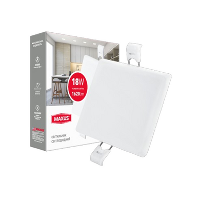 Світильник світлодіодний MAXUS SP edge 18W, 4100К (квадрат 120*120*27) 1-MSP-1841-S фото