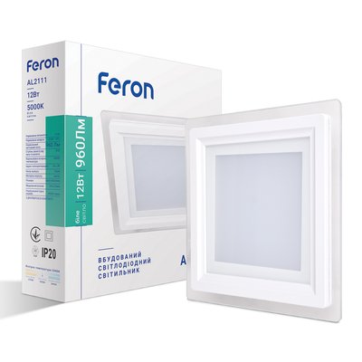 Светильник встраиваемый LED FERON AL2111 12W 960Lm 5000K квадратный встраиваемый 160*160*40mm OL 6246f фото