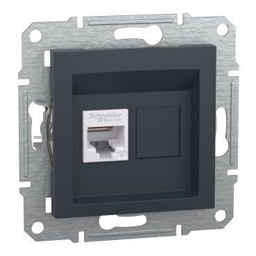 РОЗЕТКА КОМПЪЮТЕРНАЯ RJ45 UTP КАТ.6 ASFORA АНТРАЦИТ EPH4700171 фото