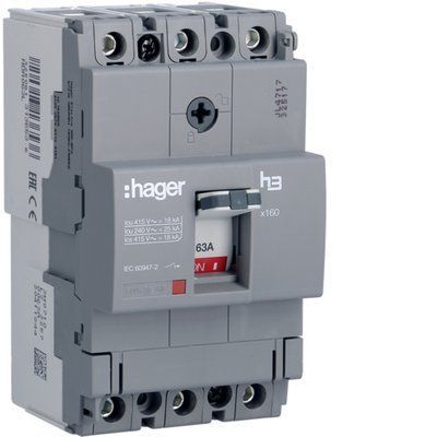 Автоматичний вимикач x160, In=63А, 3п, 18kA, Тфікс./Мфікс. HDA063L фото