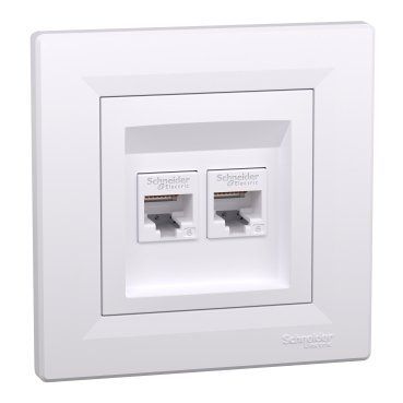 РОЗЕТКА КОМПЪЮТЕРНАЯ RJ45 UTP КАТ.6 ДВОЙНАЯ БЕЛАЯ ASFORA EPH4800121 фото