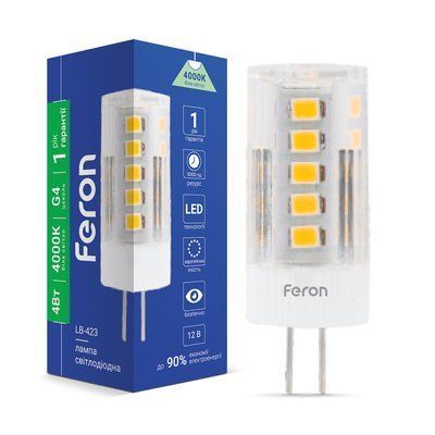 Лампа LED FERON G4 LB-423 AC/DC12V 4W 33leds 4000K 320lm 5287f фото