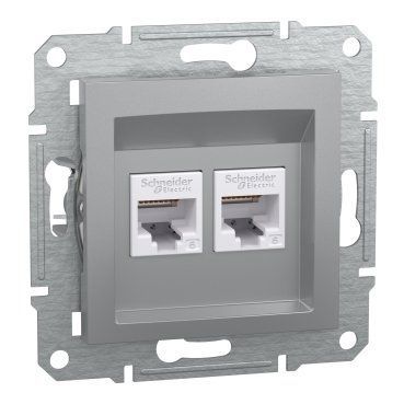РОЗЕТКА КОМПЪЮТЕРНАЯ RJ45 UTP КАТ.6 ДВОЙНАЯ ASFORA АЛЮМИНИЙ EPH4800161 фото