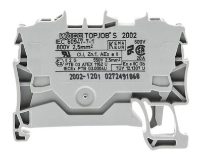 Клемма TOPJOB S 2-контактн. 2,5мм2, серая, Ex (WAGO) 2002-1201 фото