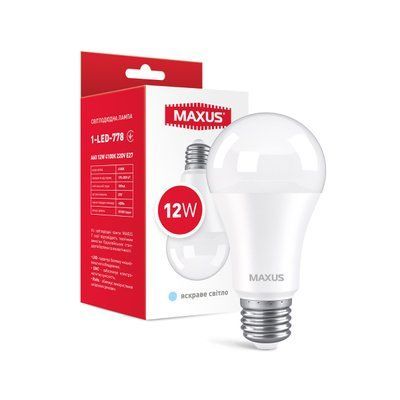 Лампа LED MAXUS 1-LED-778 A60 12W 4100K 220V E27 1-LED-778 фото