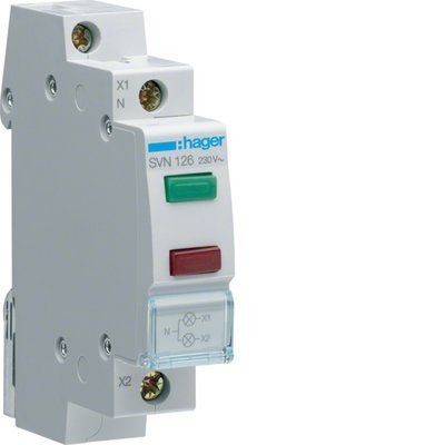 Індикатор Hager подвійний LED, 230В, зелений і червоний SVN126 фото