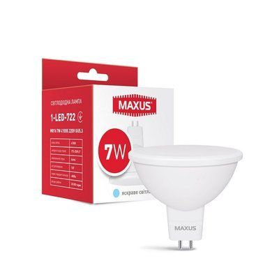 Лампа світлодіодна MAXUS 1-LED-722 MR16 7W 4100K 220V GU5.3 1-LED-722 фото