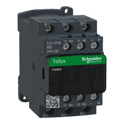 Schneider Electric Контактор 18А, доп. 1NC+1NO, DC24V, Schneider electric LC1D18BD фото