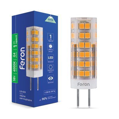 Лампа LED FERON G4 LB-433 230V 5W 48leds 4000K 450lm 6418f фото