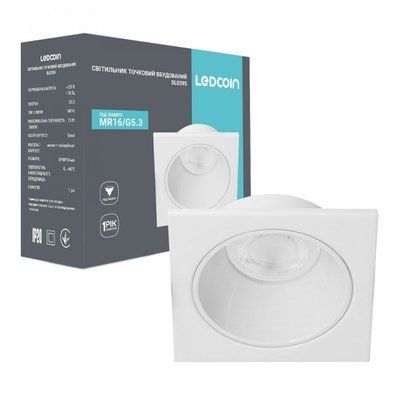 Вбудований світильник LEDCOIN DL0395 MR16, під лампу білий квадрат G5.3 8556f фото