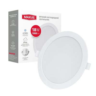 Світильник світлодіодний MAXUS RDL 18W 4100K IP44 вбудований 1-RDL-1841-IP фото