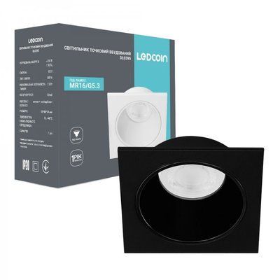 Вбудований світильник LEDCOIN DL0395 MR16, під лампу чорний квадрат G5.3 8557f фото
