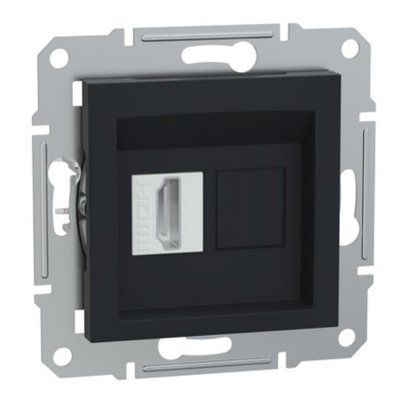 Разъем HDMI, Asfora, механизм с суппортом, антрацит, Schneider Electric EPH4500171 фото