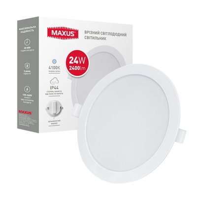 Светильник светодиодный MAXUS RDL 24W 4100K IP44 встраиваемый 1-RDL-2441-IP фото