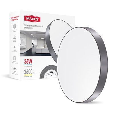 Светильник светодиодный MAXUS SP Ceiling 36W 4100K Circle Slim Gray серый 1-MSP-3641-SLG фото