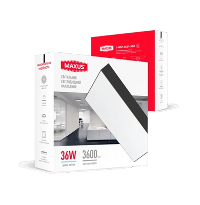 Светильник светодиодный MAXUS SP Ceiling 36W 4100K Square Slim Black 1-MSP-3641-SSB фото