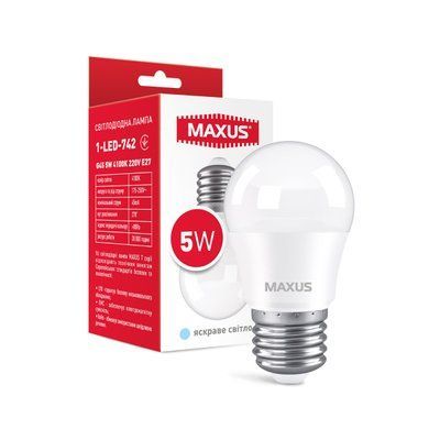 Лампа LED MAXUS 1-LED-742 G45 5W 4100K 220V E27 1-LED-742 фото