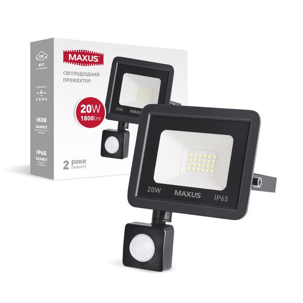 Прожектор MAXUS FL-04 20W 5000K (1800Lm) sensor 1-MFL-04-2050s фото