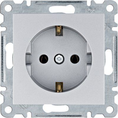 Розетка с з/к Lumina, серебряная, 16А/230В, Hager WL1052 фото