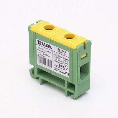 Клемма силовая вводная UTB 1,5-16, желто-зеленая, Takel 501149TL фото