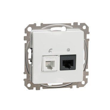 Розетка&nbsp;телекомунікаційна RJ45+RJ11 6UTP, білий Sedna Design & Elements SDD111468 фото