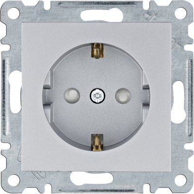 Розетка с з/к с защитой контактов Lumina, серебряная, 16А/230В, Hager WL1062 фото