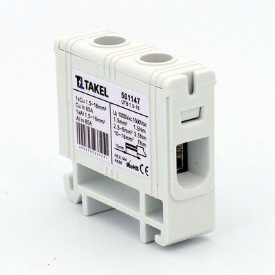 Клемма силовая вводная UTB 1,5-16, серая, Takel 501147TL фото