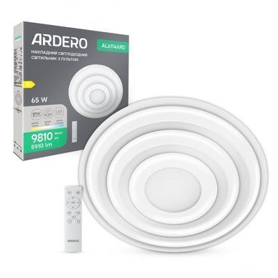 Люстра DECOR TM ARDERO AL6114ARD 65W круг 5910Lm 3000K-4500K-6500K 470*60mm белый ATLANT R 8615f фото