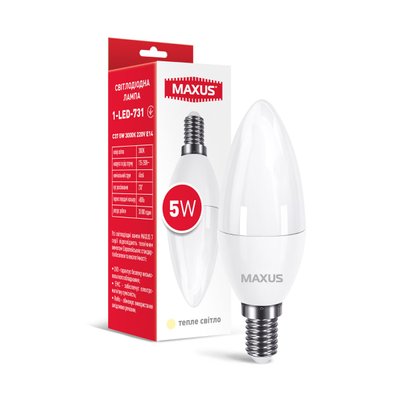 Лампа світлодіодна MAXUS 1-LED-731 C37 5W 3000K 220V E14 1-LED-731 фото