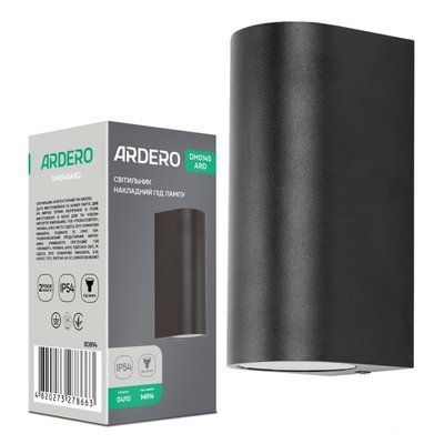 Світильник для архітект.підсвіч. накладний ARDERO DH0145ARD 230V без лампи 2*GU10, чорний 75*66*153mm IP54 8853f фото