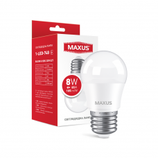 Лампа светодиодная MAXUS  LED G45 F 8W 4100K 220V E27