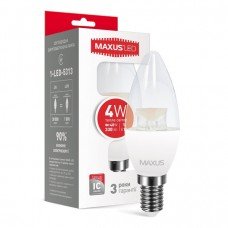 Лампа MAXUS  LED C37 CL-C 4W 3000K 220V E14