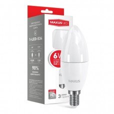 Лампа MAXUS  LED C37 CL-F  6W 4100K 220V E14