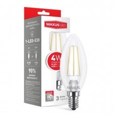 Лампа MAXUS  LED C37 FM-C 4W 4100K 220V E14
