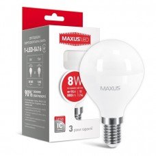 Лампа MAXUS  LED G45 F 8W 4100K 220V E14