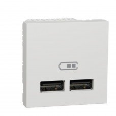 Розетка USB двойная 2.1А 2 модуля, Белый