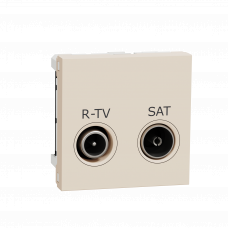 Розетка R-TV SAT одиночная, 2 модуля, Бежевый