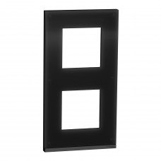 Рамка 2 постовая вертикальная Unica Pure, Черное стекло
