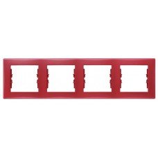 Рамка 4-постовая горизонтальная Schneider Electric Sedna, красная
