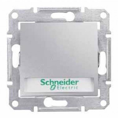 Выключатель кнопочный 1-клавишный с держателем для надписи и подсветкой Schneider Electric Sedna, алюминий - описание, характеристики, отзывы
