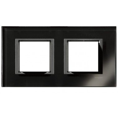 Рамка 2-постовая горизонтальная  Schneider Electric Unica CLASS, черное стекло - описание, характеристики, отзывы