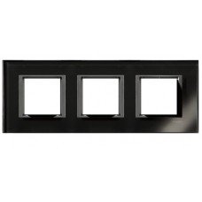 Рамка 3-постовая горизонтальная  Schneider Electric Unica CLASS, черное стекло