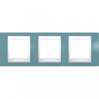 Рамка 3-постовая горизонтальнаям Schneider Electric Unica Plus, синий/белый - описание, характеристики, отзывы