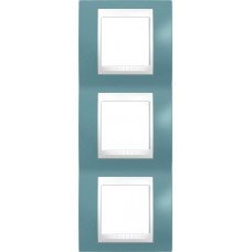 Рамка 3-постовая вертикальная Schneider Electric Unica Plus, синяя/белая