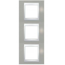Рамка 3-постовая вертикальная Schneider Electric Unica Plus, туманно-серая/белая